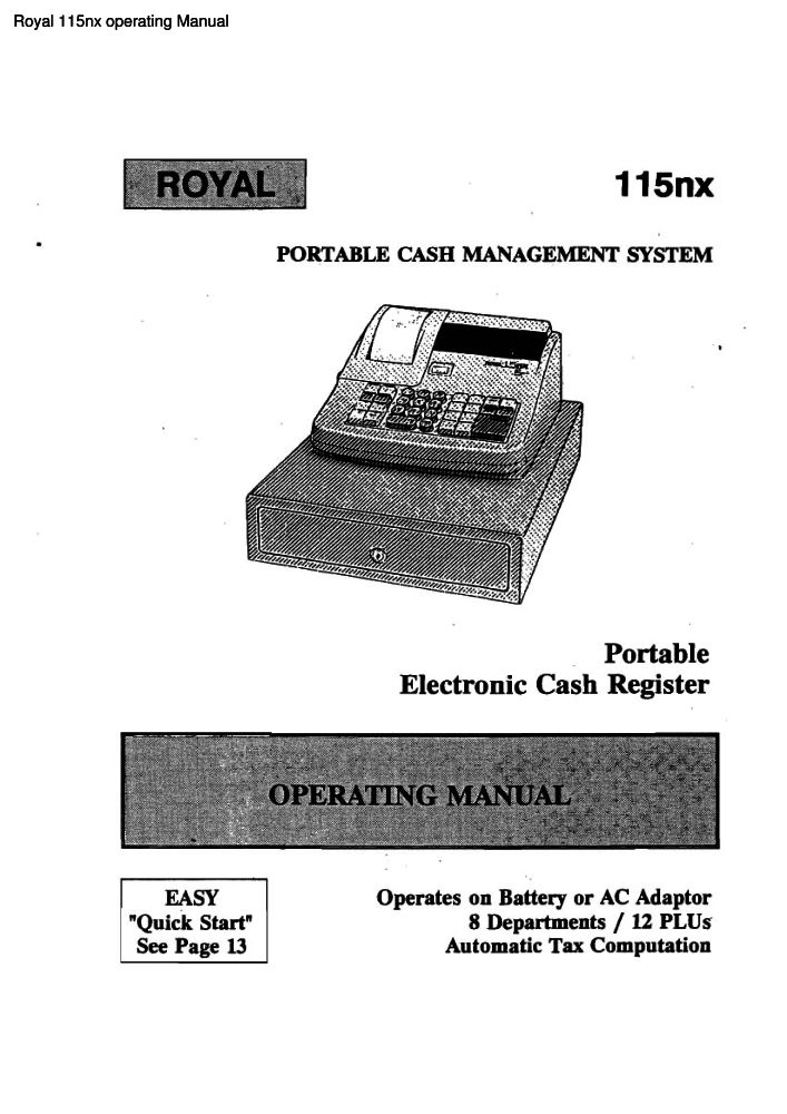 Royal 115nx operating manual PDF - The Checkout Tech - Store